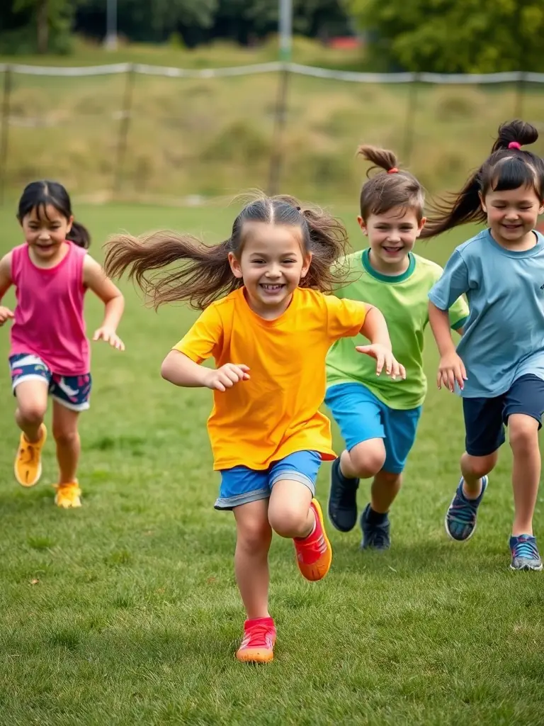 A vibrant image of children participating in a sports clinic organized by CDOMS, showcasing teamwork and healthy activity.